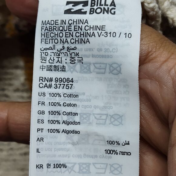 Billabong Crochet Sweater Women Size S Cream Stripes Bohemian Fall Casual - Picture 7 of 8